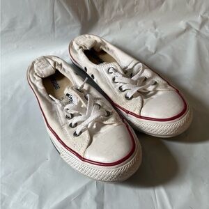 Converse All Star White Canvas Low Top Slip Ons, Size 8.5